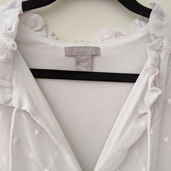 H&M Embroidered Dotted Chiffon Boho Dress - Picture 3 of 8